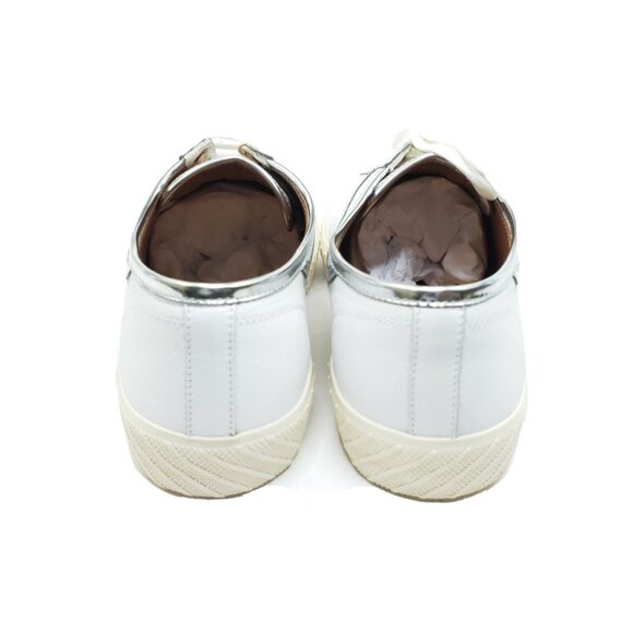 Bally Saffira White Silver Metallic Trim Leather Low Top Sneakers Womens US 9.5 - Picture 5 of 9
